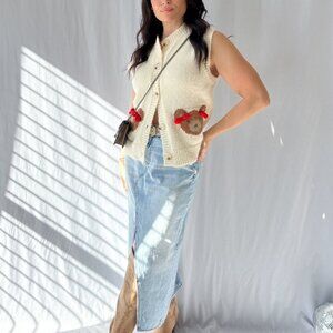 Sofie The Label | Teddy Bear Button Down Knit Vest | Cream